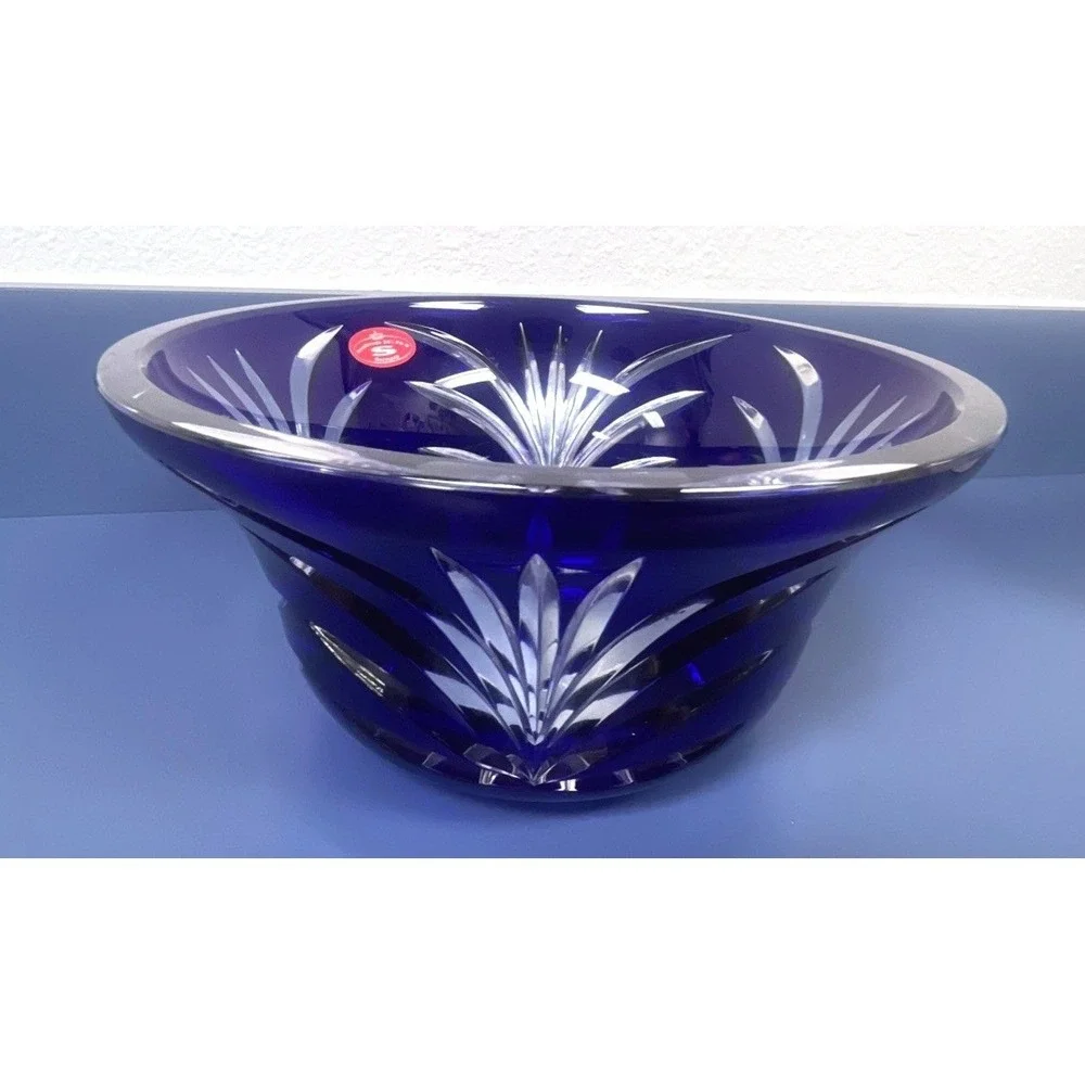 SCHONBORNER BLEIKRISTALL 24% CRYSTAL HAND MADE COBALT BLUE BOWL‎ 4